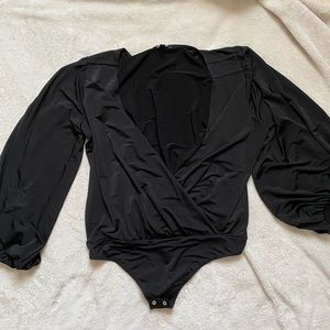 Black Express Balloon Sleeve Body Suit